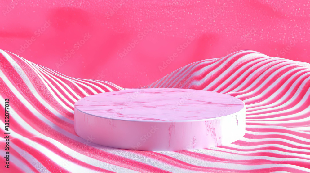 Aufkleber Abstract wave pattern background with podium for product display