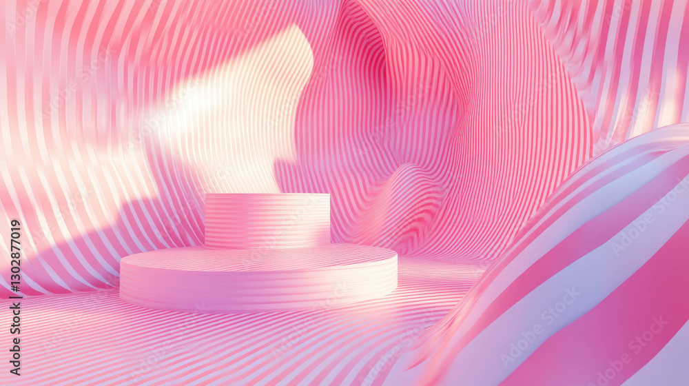 Poster Abstract background with wavy patterns and podium for design concepts