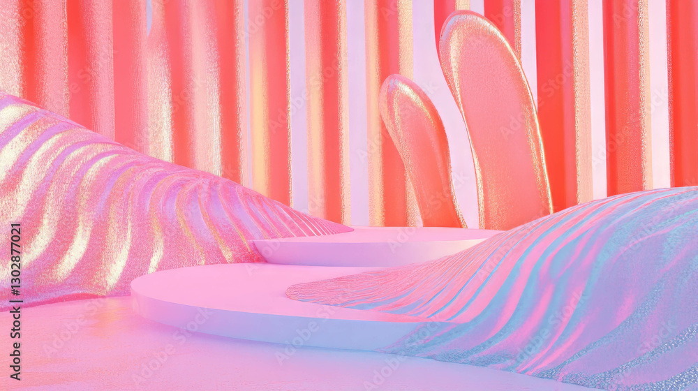 Aufkleber vibrant abstract background with podium and wavy shapes for modern design