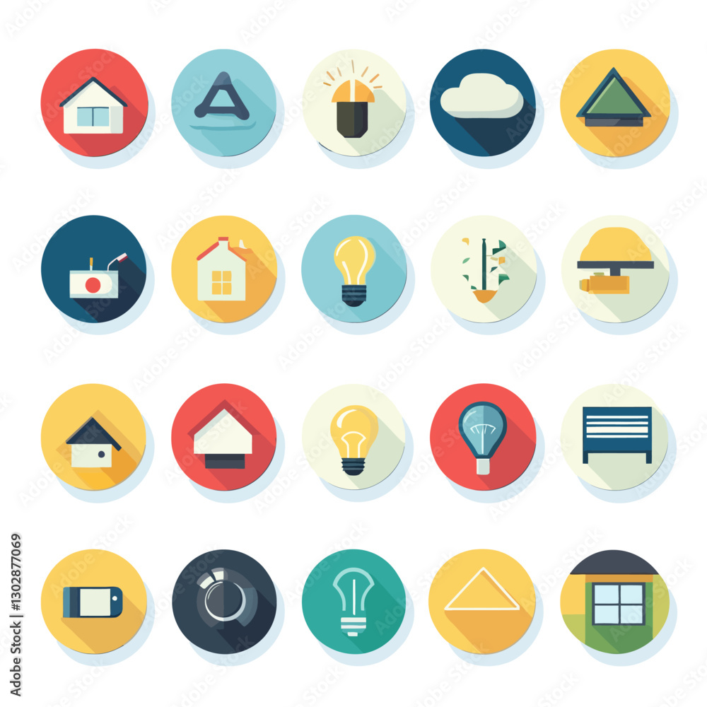 Poster flat design icons with home automation and smart technology elements