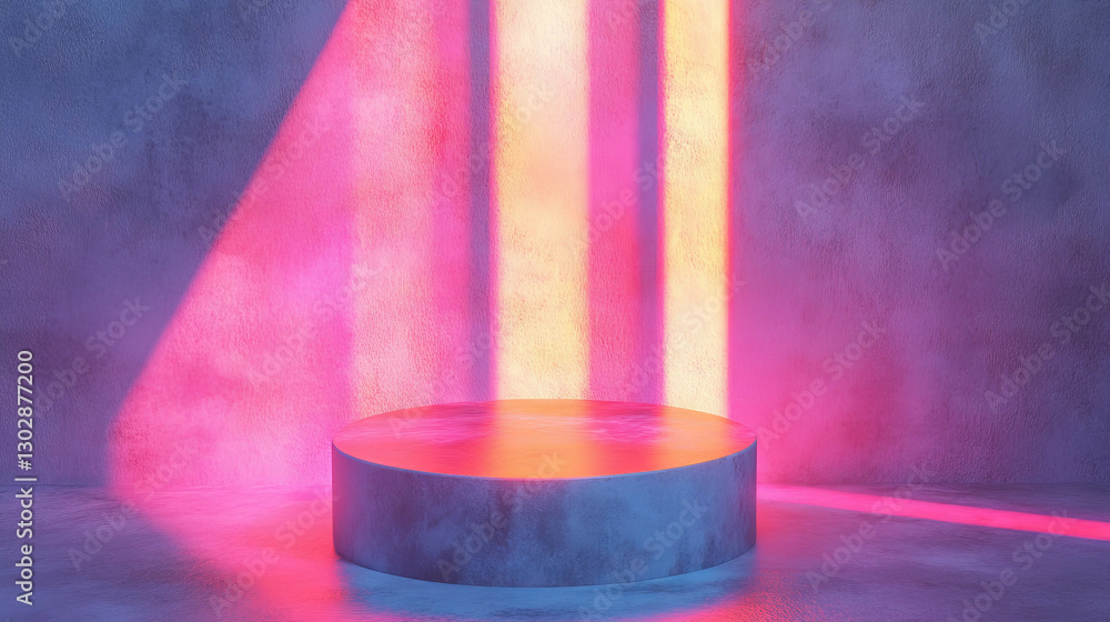 Poster abstract background with illuminated podium for modern display