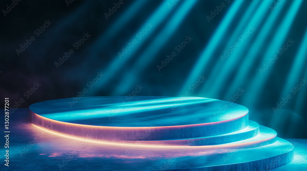 Poster illuminated podium with abstract lighting for elegant display design