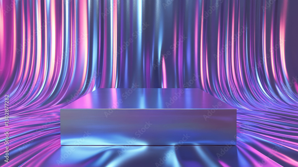 Aufkleber abstract metallic podium with vibrant gradient background for modern art display
