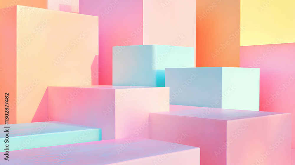 Poster colorful abstract background with geometric podium for creative display