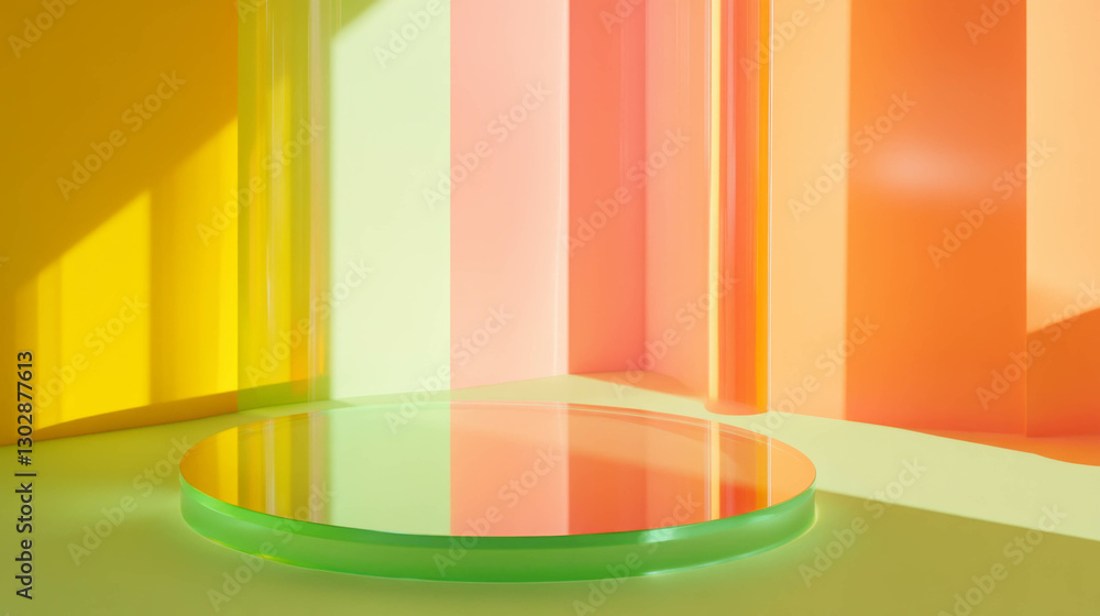 Poster vibrant abstract background with colorful podium for modern display design