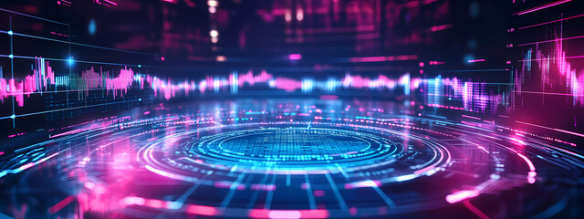 Obraz premium Holographic Data Funnel Emerging from Tablet