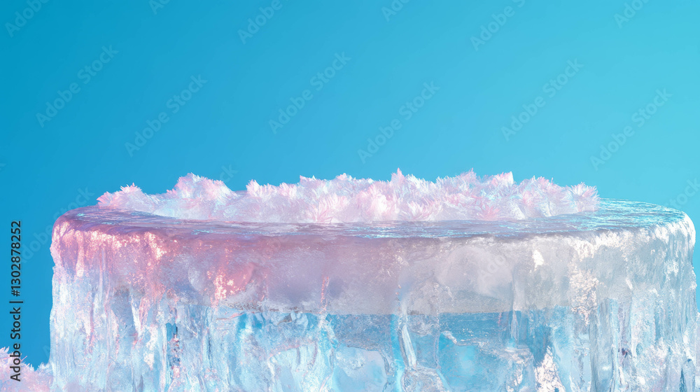 Poster Abstract ice podium on blue background for winter themed design and display concepts