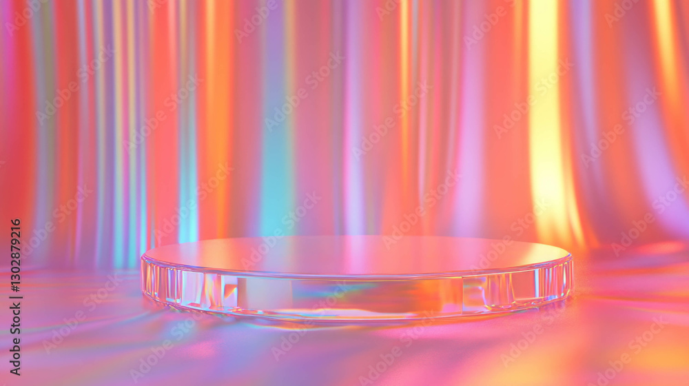 Poster vibrant abstract background with transparent podium for display