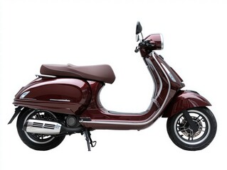 Obraz premium Stylish Retro Scooter In Sleek Burgundy Color Side View