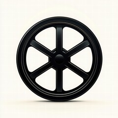 Obraz premium Black Wheel Design with Six Spokes on Simple Background