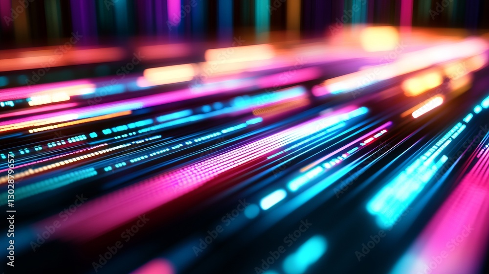 Poster a colorful line of pixels with a blue stripe. abstract futuristic technology concept for web design,
