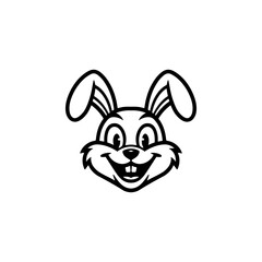 Fototapeta premium Bunny head sign. Funny easter rabbit emblem. Modern style bunny sign. Vector illustration