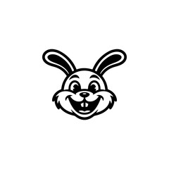Bunny head sign. Funny easter rabbit emblem. Modern style bunny sign. Vector illustration