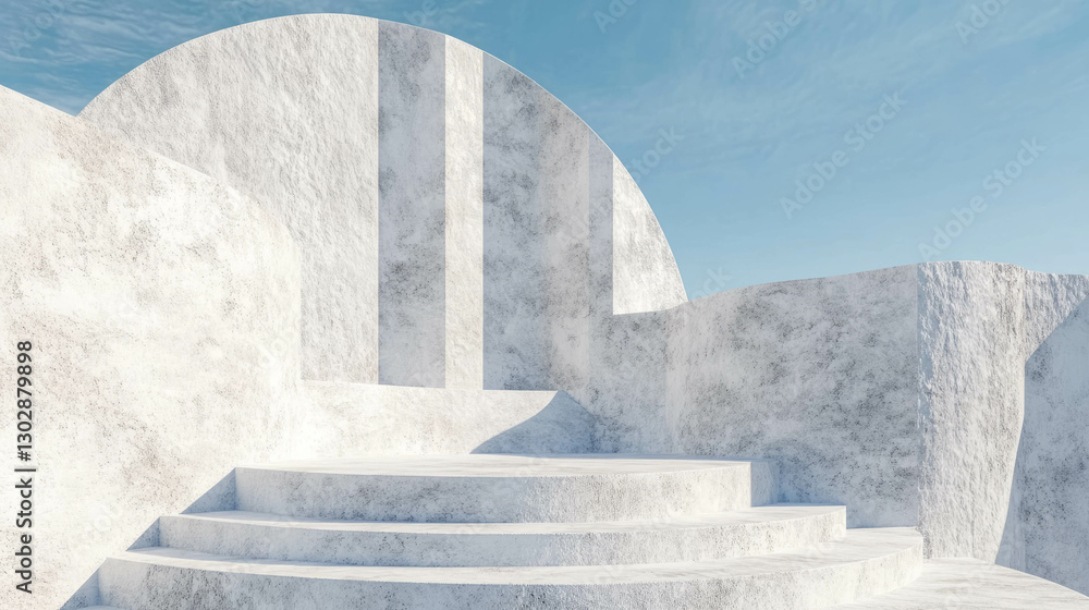 Poster minimalist architectural podium and textured concrete walls in abstract design