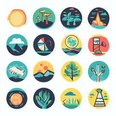 Nature Icons, Earth, Trees, Climate Change, Environment, Green, Weather