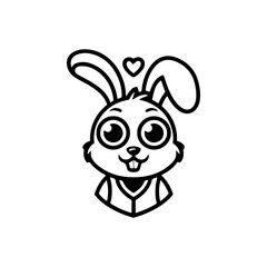 Bunny head sign. Funny easter rabbit emblem. Modern style bunny sign. Vector illustration