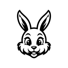 Bunny head sign. Funny easter rabbit emblem. Modern style bunny sign. Vector illustration