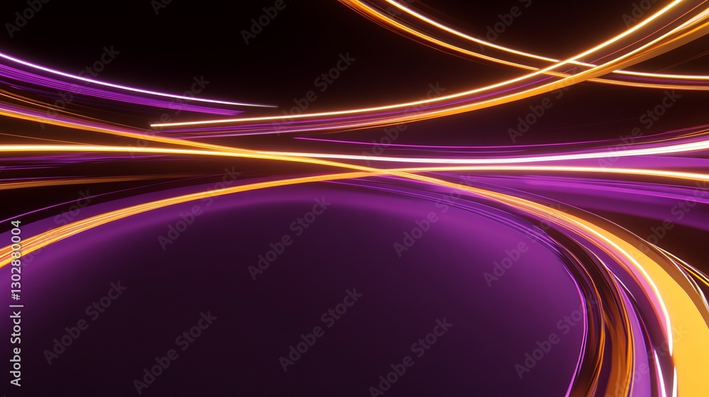 Poster a purple background with orange and yellow lines. abstract futuristic technology concept for web des