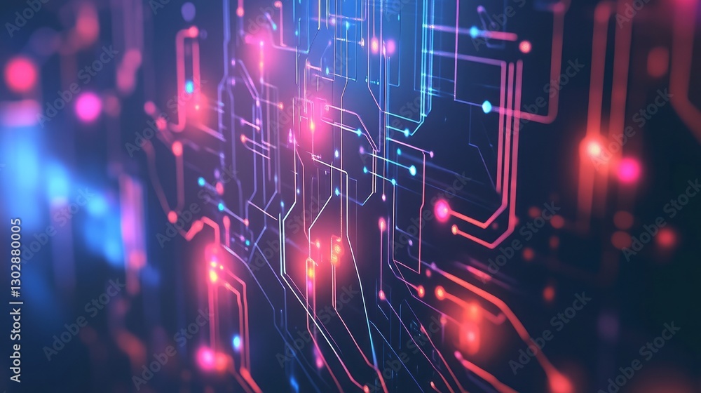 Poster a computer screen with a lot of lines and dots. abstract futuristic technology concept for web desig
