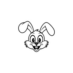 Bunny head sign. Funny easter rabbit emblem. Modern style bunny sign. Vector illustration