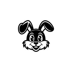 Bunny head sign. Funny easter rabbit emblem. Modern style bunny sign. Vector illustration
