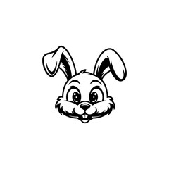 Fototapeta premium Bunny head sign. Funny easter rabbit emblem. Modern style bunny sign. Vector illustration