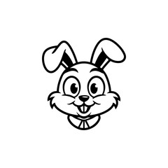 Bunny head sign. Funny easter rabbit emblem. Modern style bunny sign. Vector illustration