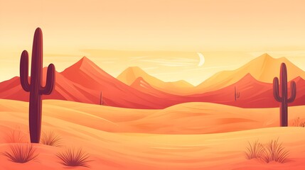 Fototapeta premium Desert Sunset Landscape
