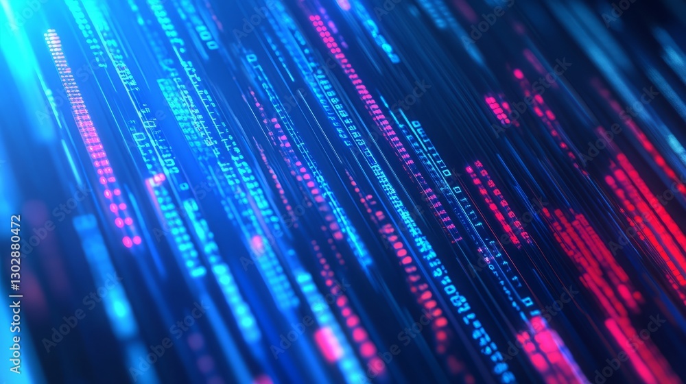 Aufkleber a blue and red line of numbers. abstract futuristic technology concept for web design, software deve