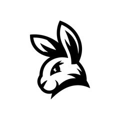 Bunny head sign. Funny easter rabbit emblem. Modern style bunny sign. Vector illustration