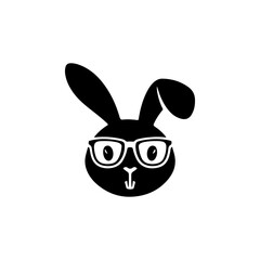 Bunny head sign. Funny easter rabbit emblem. Modern style bunny sign. Vector illustration