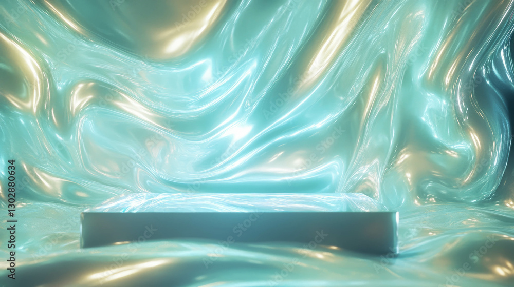 Aufkleber Futuristic abstract background with glossy podium for elegant display design