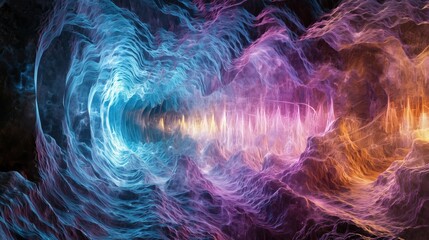 Obraz premium Mysterious Cave with Flowing Electromagnetic Energy