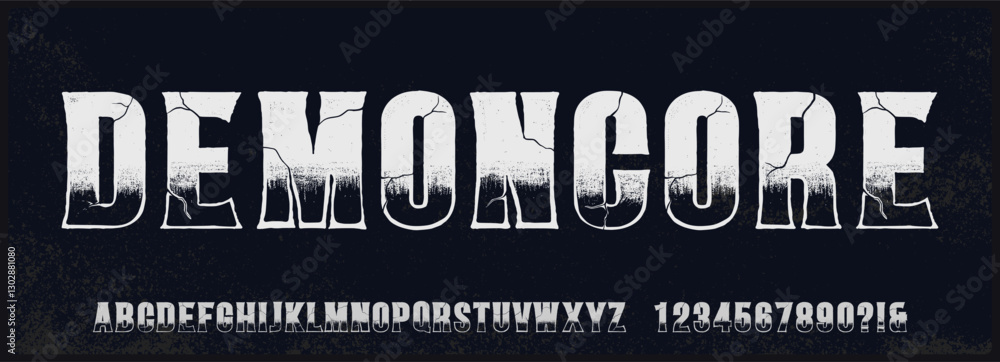 Poster bold rough sanserif vector font. uppercase and number alphabet with texture