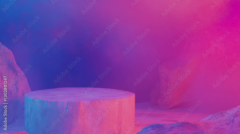 Poster vibrant abstract background with rough podium for creative display design
