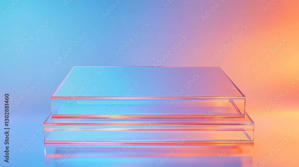 Poster modern abstract background with glass podium for display design
