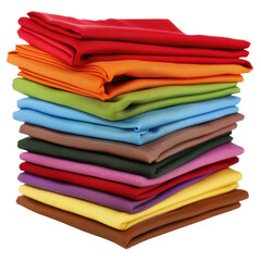 Colorful fabric stacks in various shades, showcasing vibrant textiles. Perfect for crafting, sewing, or design projects
