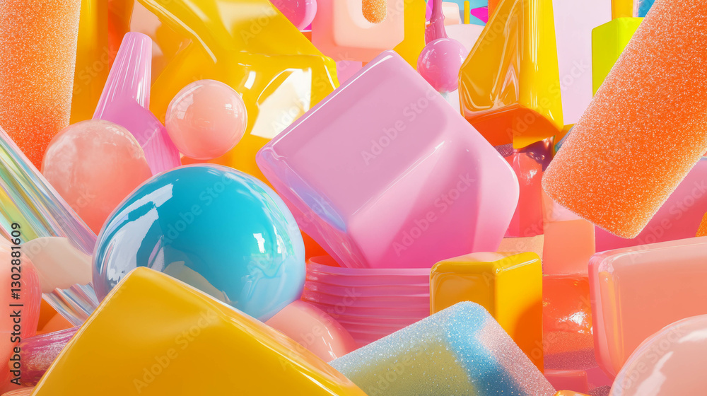 Aufkleber vibrant abstract background with colorful geometric shapes and podium for modern design projects