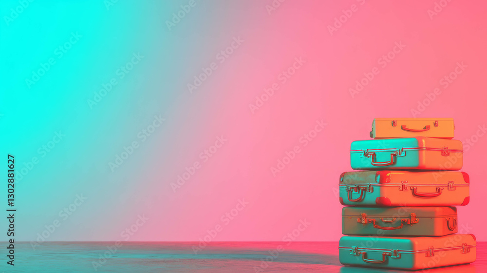 Aufkleber Abstract background with stack of suitcases on podium for creative display or design