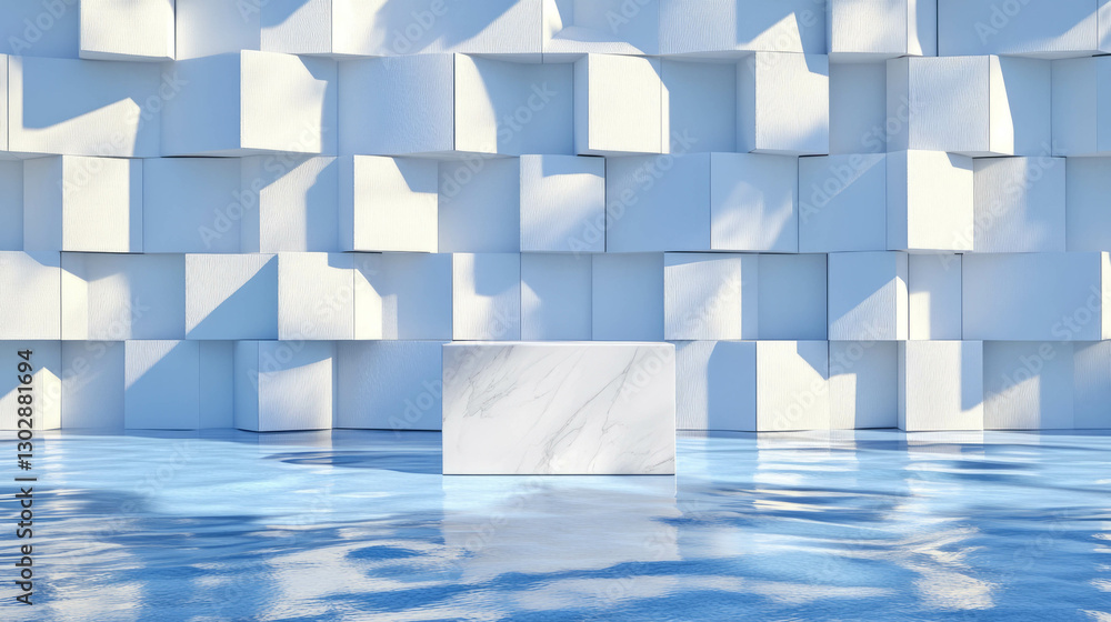 Poster modern abstract background with geometric podium and textured wall
