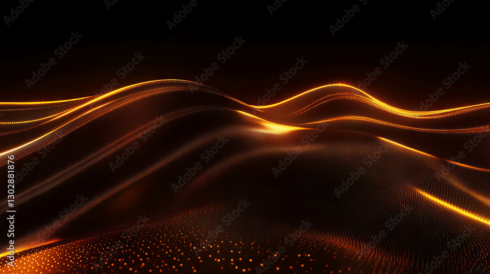 Poster futuristic abstract background with textured podium and glowing waves for modern design