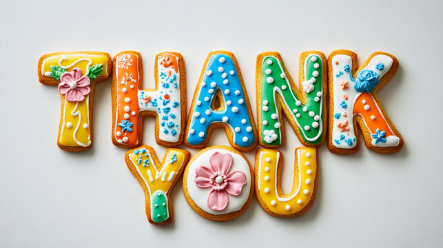Colorful Decorated Thank You Cookies Festive Holiday Baked Goods