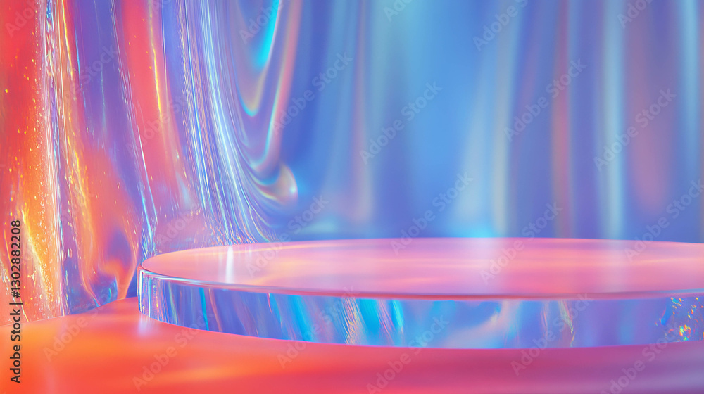 Poster vibrant abstract background with translucent podium for modern design