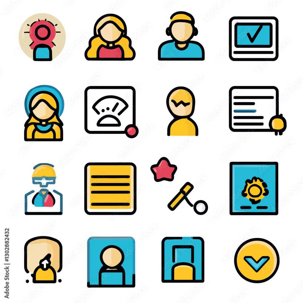 Aufkleber collection of colorful vector icon designs for user interface & website