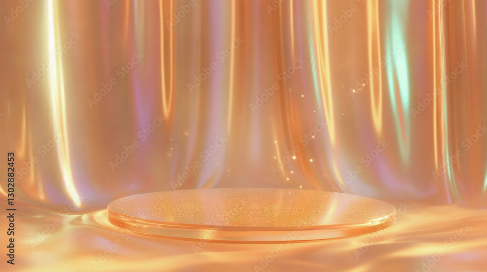Aufkleber Iridescent abstract background with transparent podium for display design