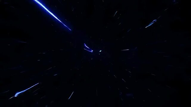 A thrilling abstract flight through deep space in a hyperjump sequence