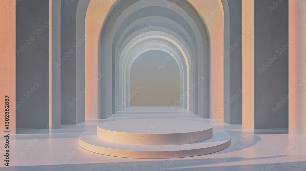 Poster Elegant abstract background with podium and arched geometry for display and presentation design