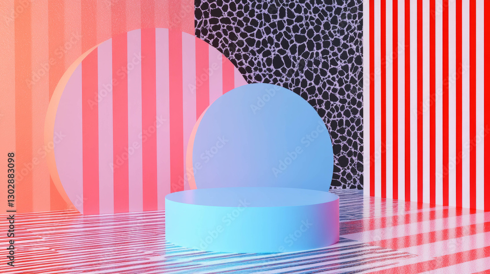 Aufkleber vibrant abstract background with geometric podium for creative display and design