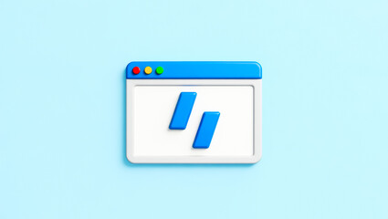 Fototapeta premium 3d render of a blue and white browser window with a unique logo