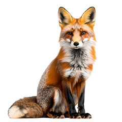 Fototapeta premium red fox sitting side view on transparent background 